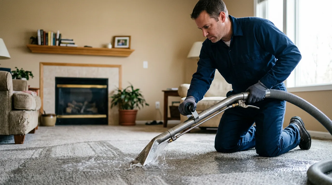 Water damage restoration technician working near Blairsburg, IA